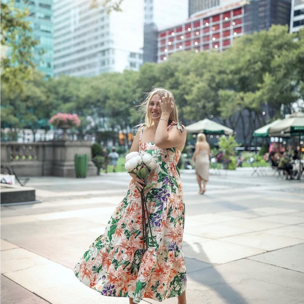 H&M cotton midi dress with flowers